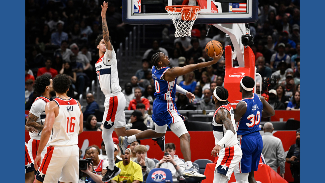 Paul George scores 39 points in the 76ers' 153-151 win over the Wizards ...