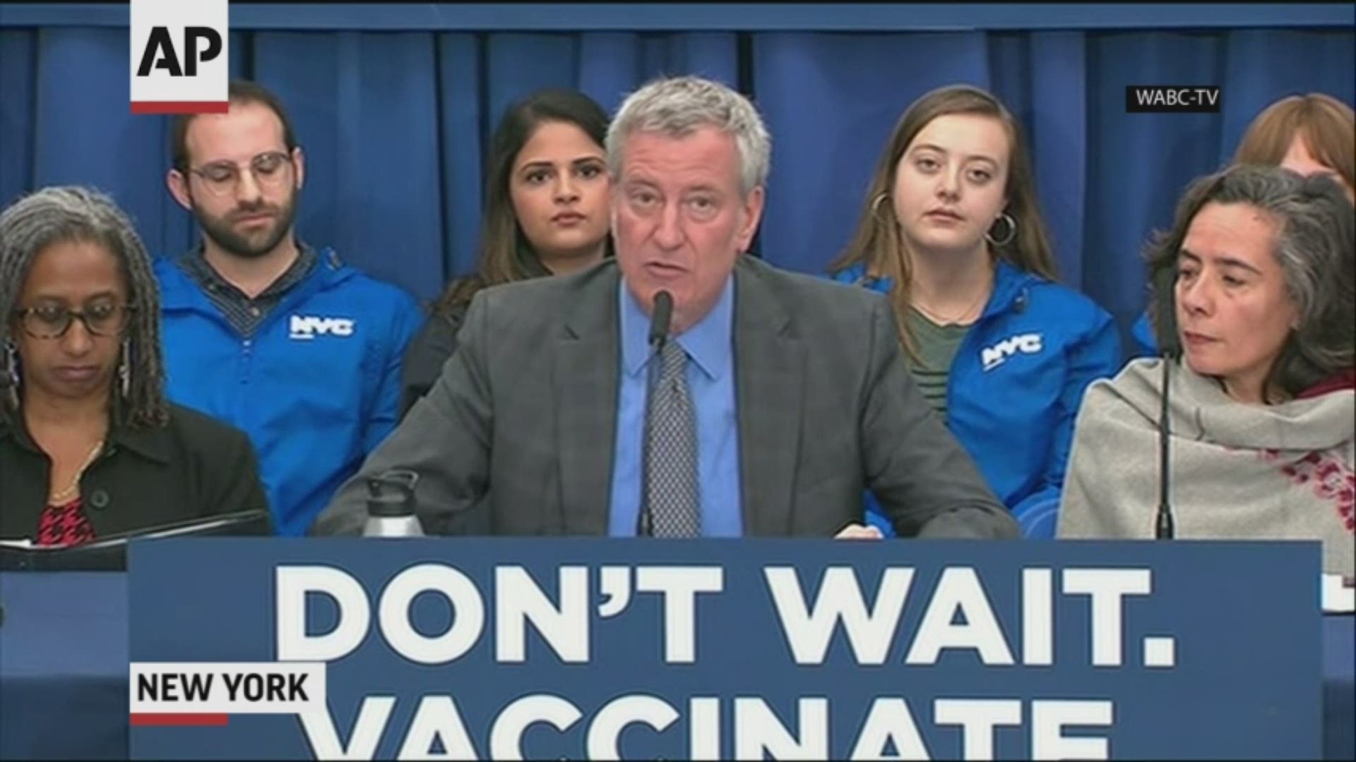 New York City has declared a health emergency over a measles outbreak and ordered mandatory vaccinations for people who may have been exposed to the virus. (WABC via AP)