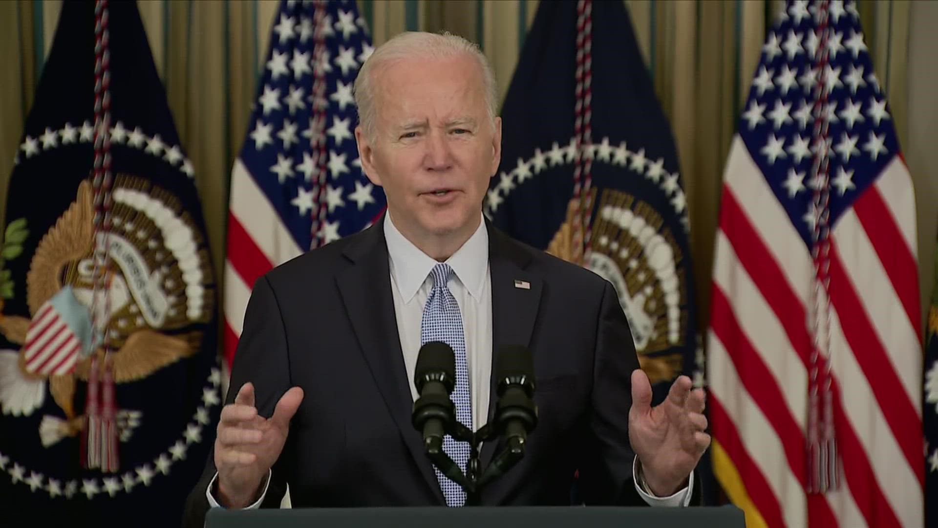 President Biden stated Friday that the March jobs report shows the American economy has gone from on the mend to on the move.
