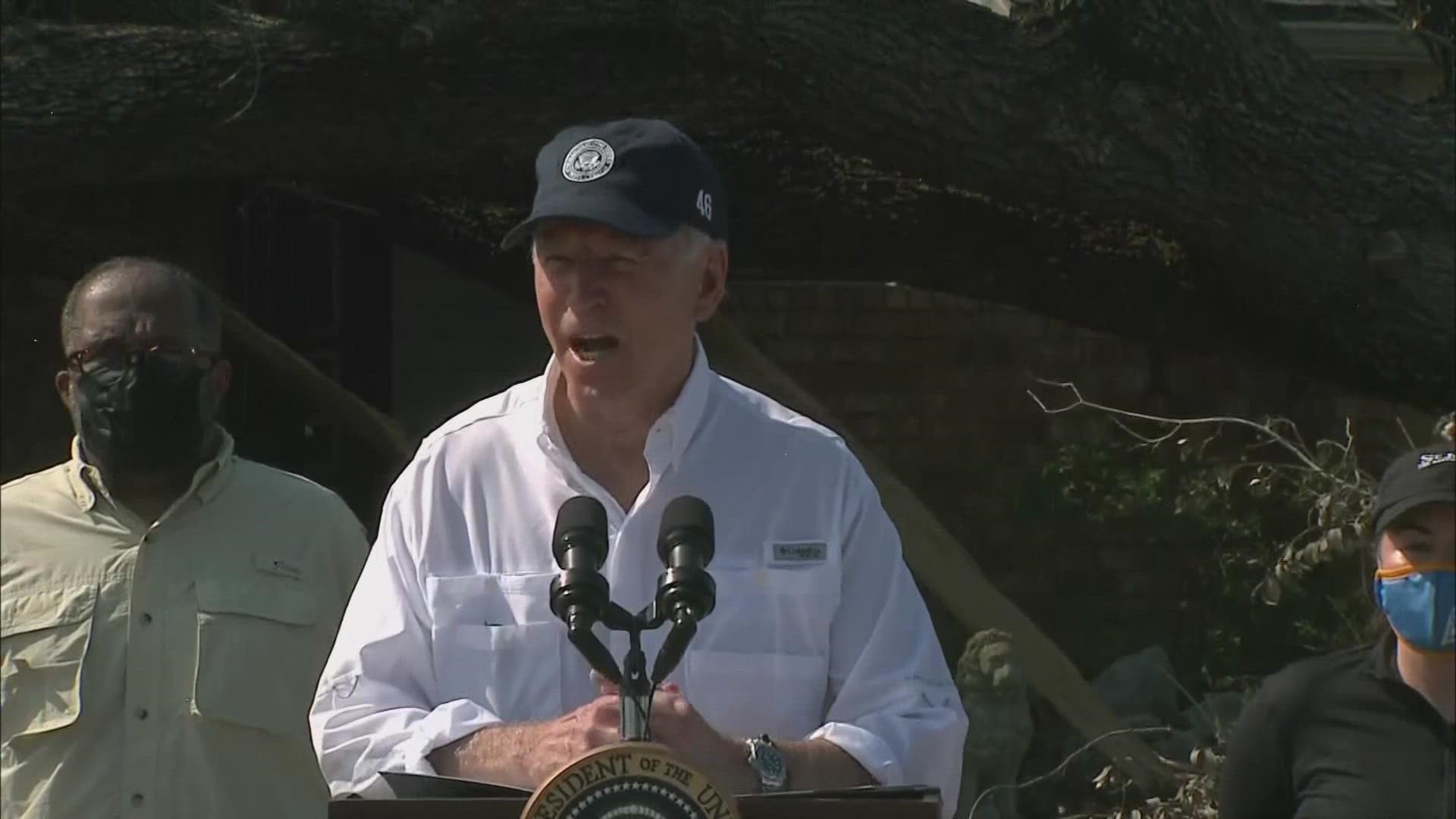 The President said FEMA would have people going door to door to inform people of available services during outages.