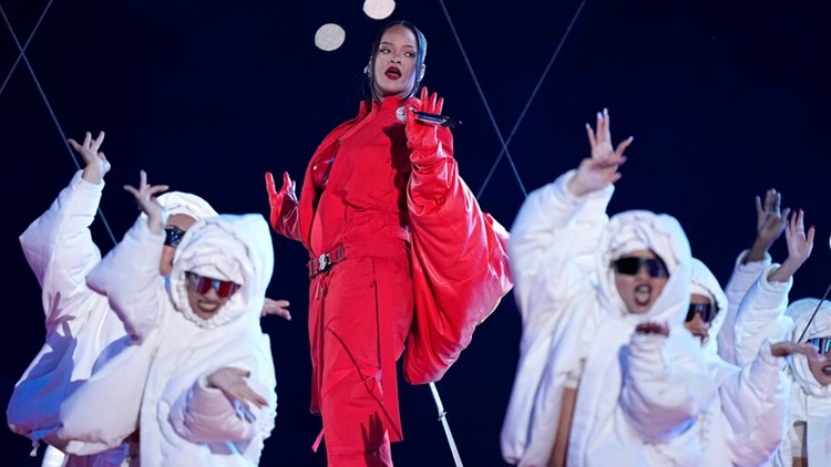 WATCH: Super Bowl halftime show pregnant Rihanna soars