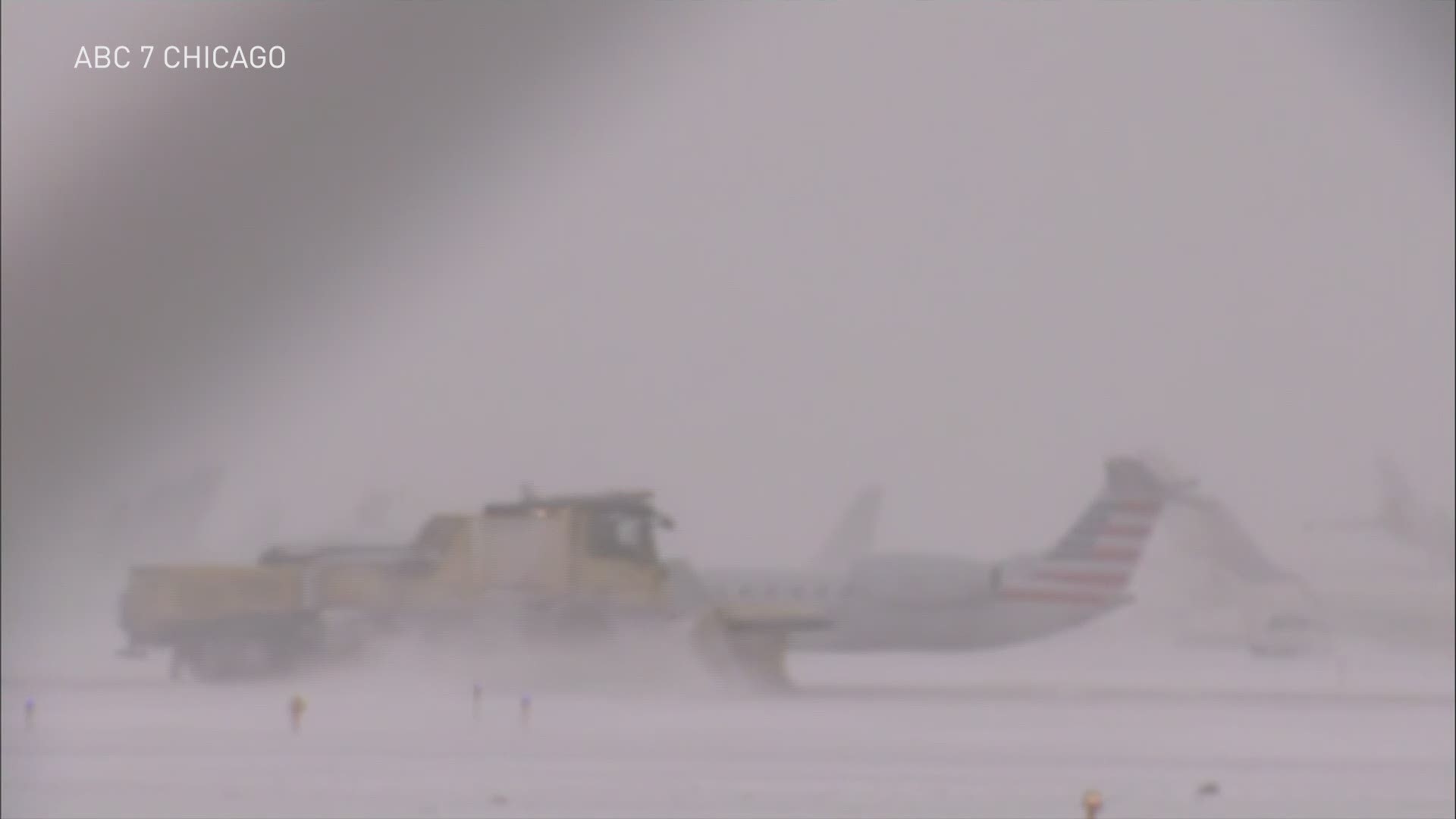 Snowfall in Chicago is taking its toll on air travel as one plane trying to land at O'Hare International Airport slid off the runway. (Video: ABC 7 Chicago via AP)