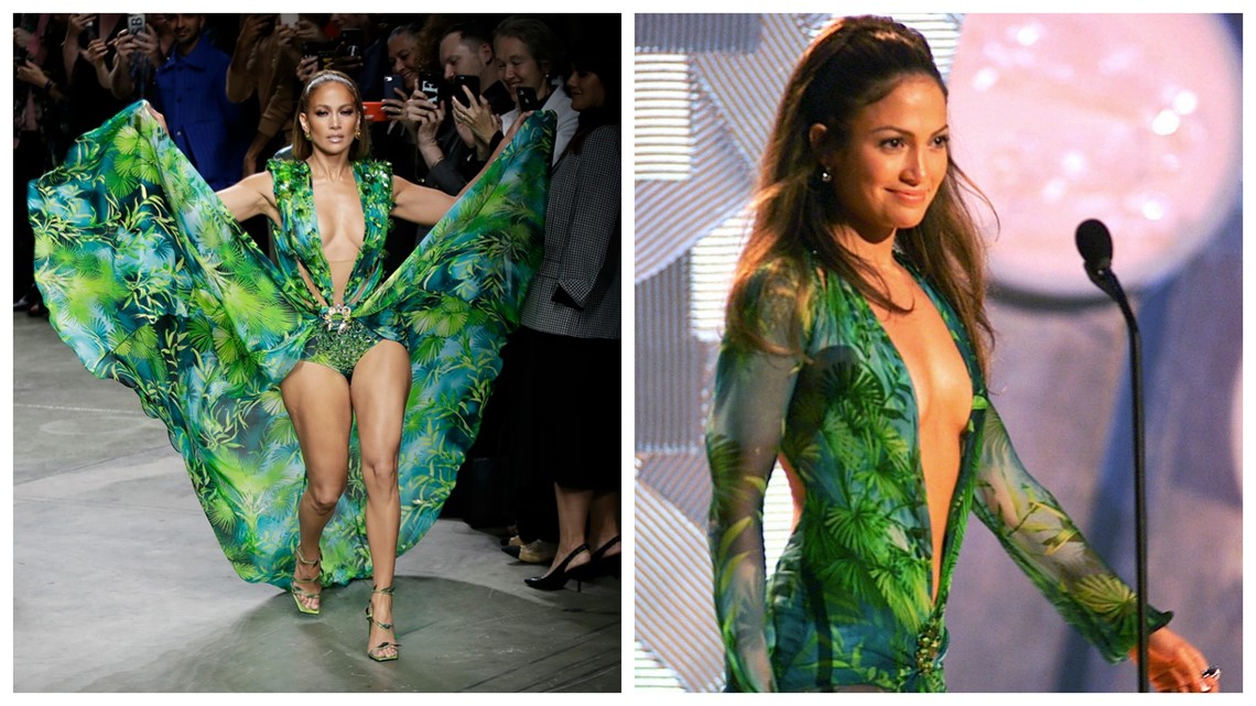 Jennifer Lopez wears updated green dress on Versace runway ...