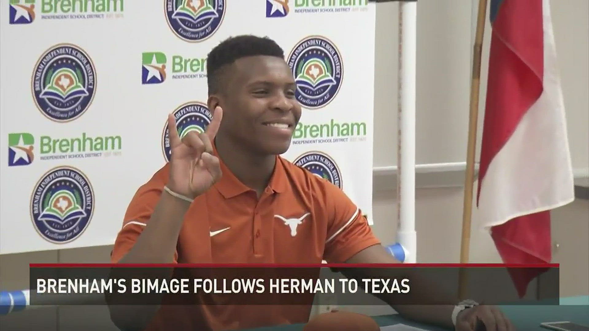 Brenham linebacker Marqez Bimage will follow Tom Herman to Texas.
