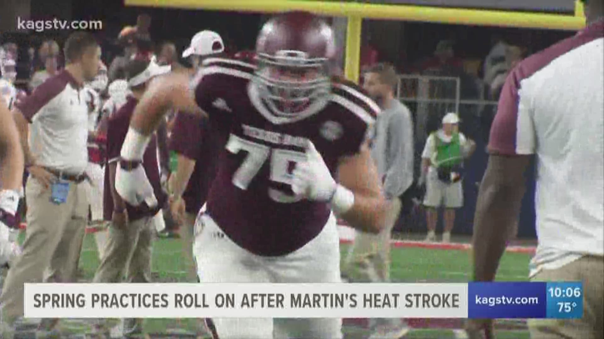 Jimbo Fisher addressed Koda Martin's bout with heat stroke after Saturday's scrimmage at Kyle Field.