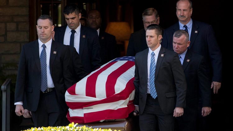 George H.W. Bush's remains arrive in Maryland on 