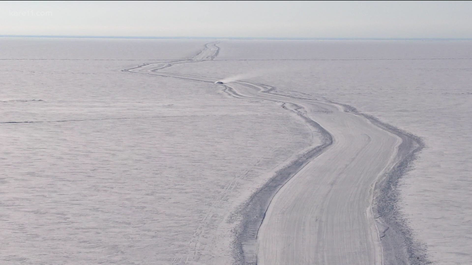 The ice road crosses Lake of the Woods, giving struggling resorts a lifeline.