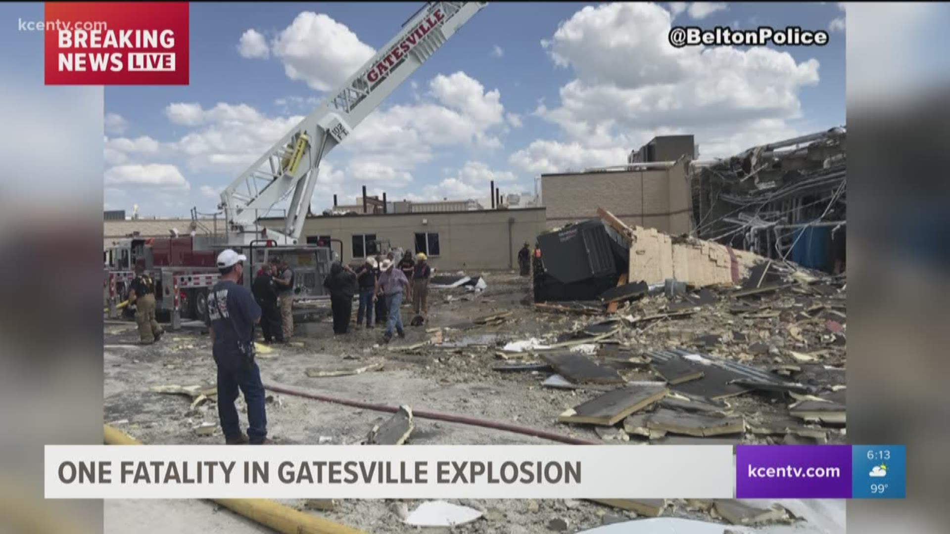 Photos from the scene show the serious damage following a deadly explosion in a construction area at Coryell Memorial Hospital in Gatesville, Texas.