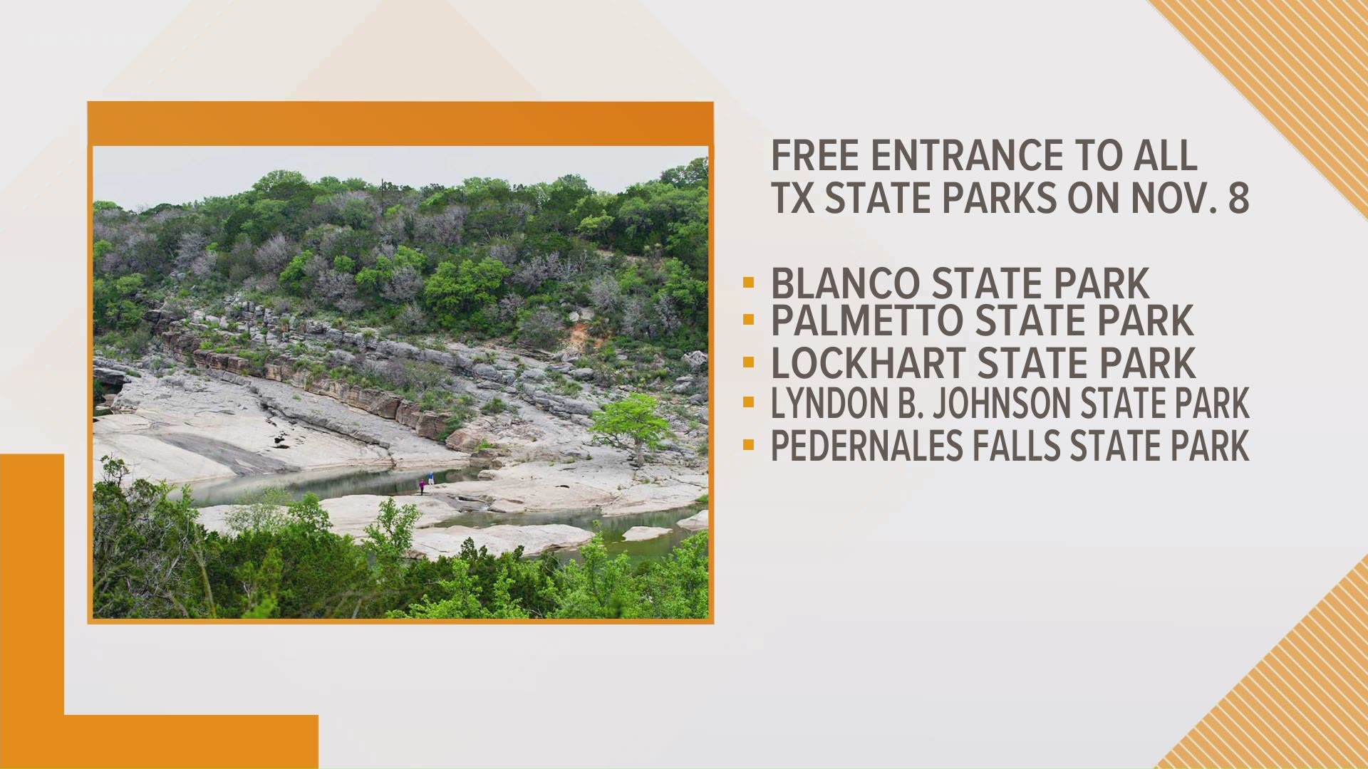 Stop by any of the 80+ Texas State Park for free this Sunday, November 8; digital journalist Megan Ball shares more.