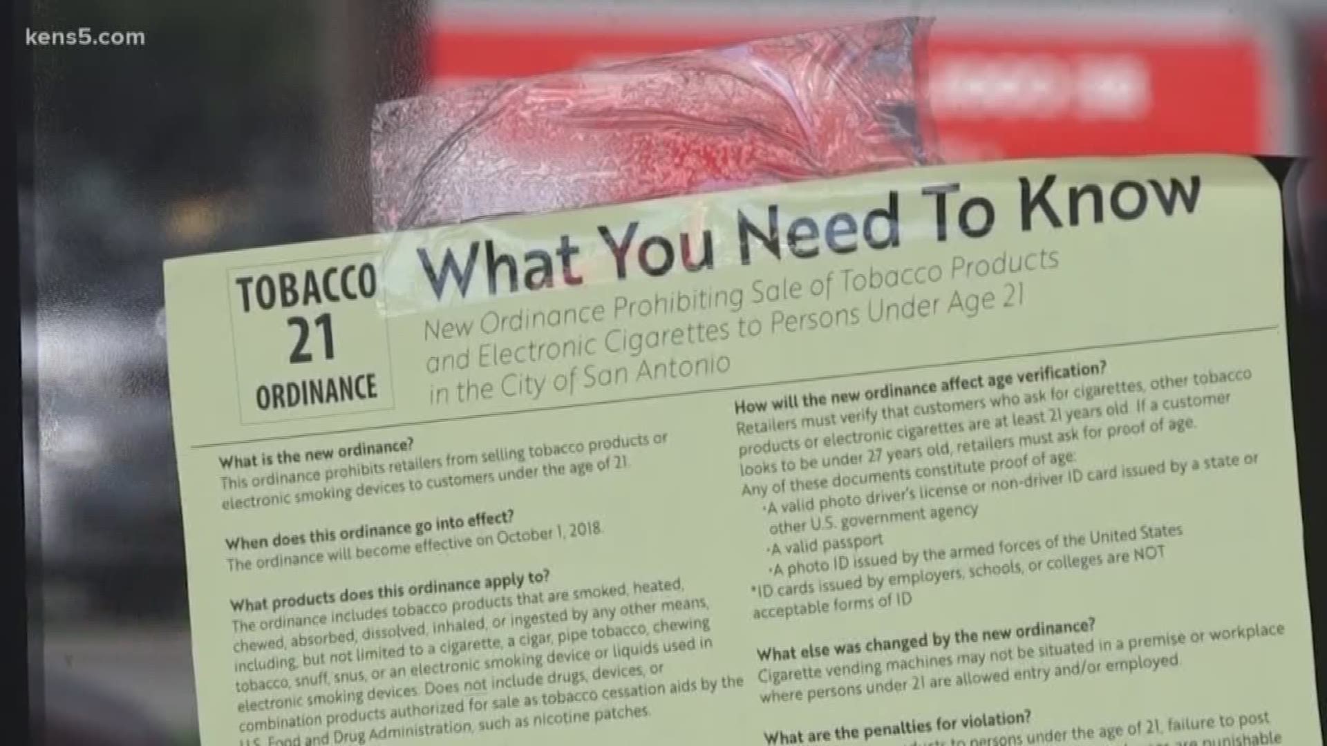 Starting October 1, residents of San Antonio will have to be 21 or older to purchase tobacco products.