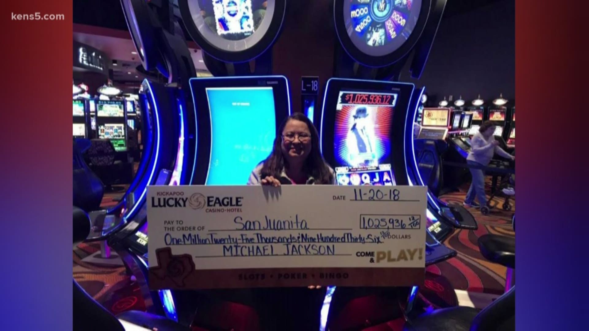Kickapoo Lucky Eagle in Eagle Pass has awarded its second $1 million jackpot in 18 days, both of which were won on a Michael Jackson Machine