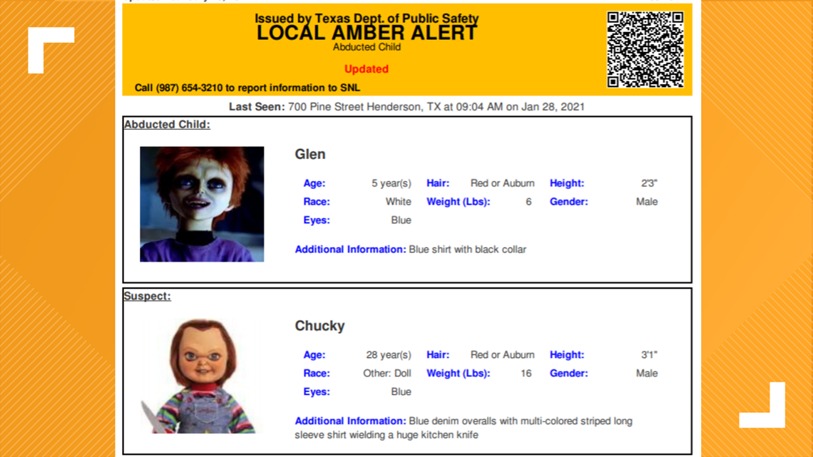 Chucky doll Amber Alert: Texas DPS explains how it ...