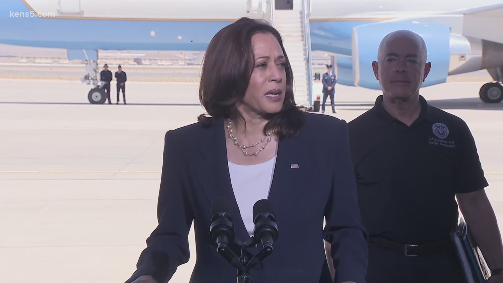 Harris arrived in El Paso Friday following criticism from both parties about her continued deferring of the trip.