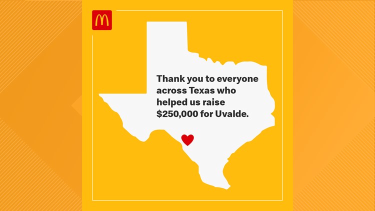 McDonald's across Texas raise more than $250K for Uvalde community