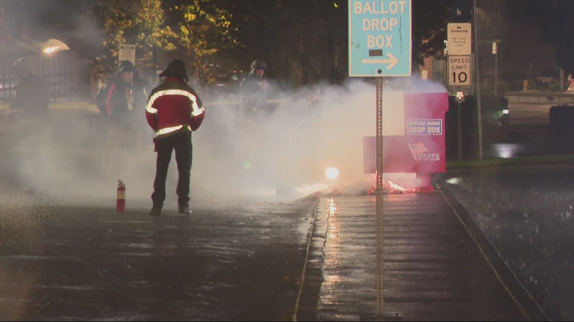 Hundreds of ballots were destroyed in the fire in southwest Washington. A fire suppressant inside the Portland box protected the ballots and only three were damaged.