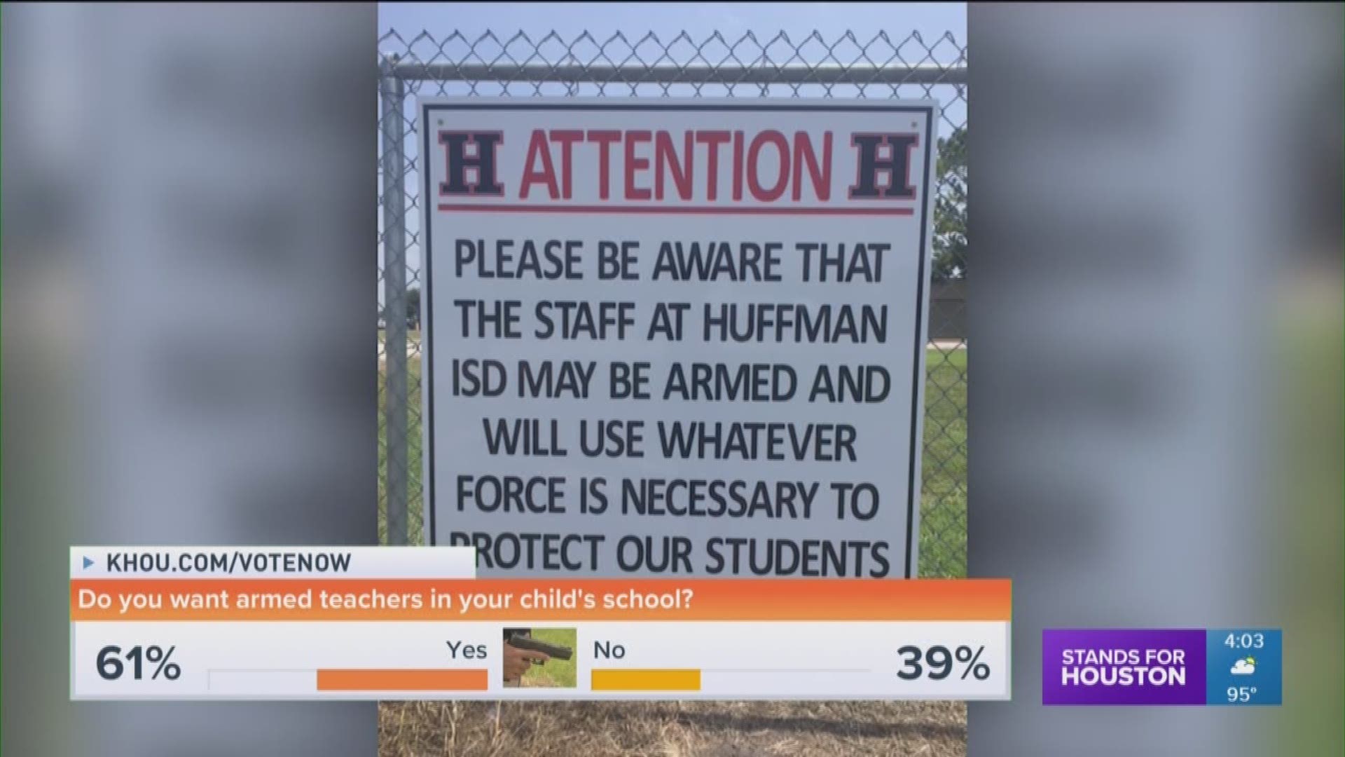 New signs located outside Huffman ISD schools about armed staff members are raising eyebrows in the community.