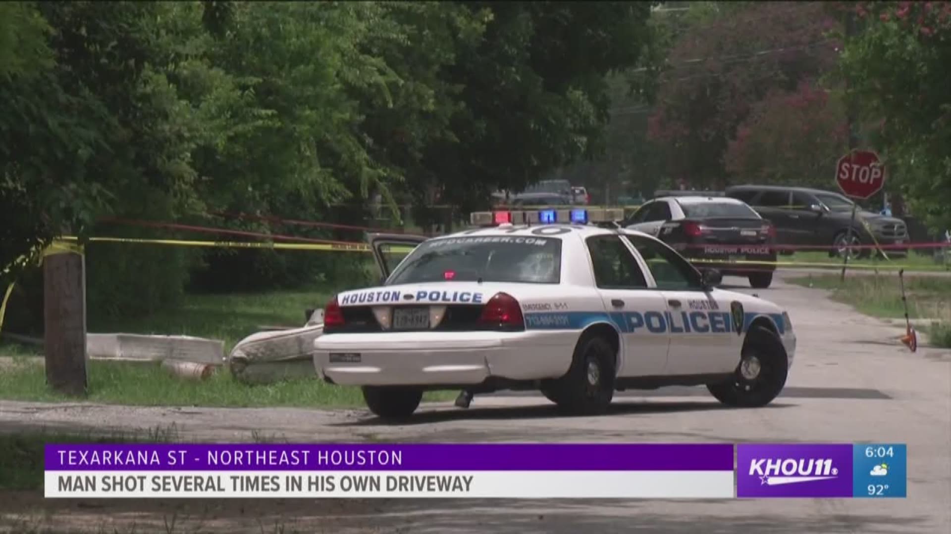 A man is dead after he was shot several times in his own driveway in northeast Houston.