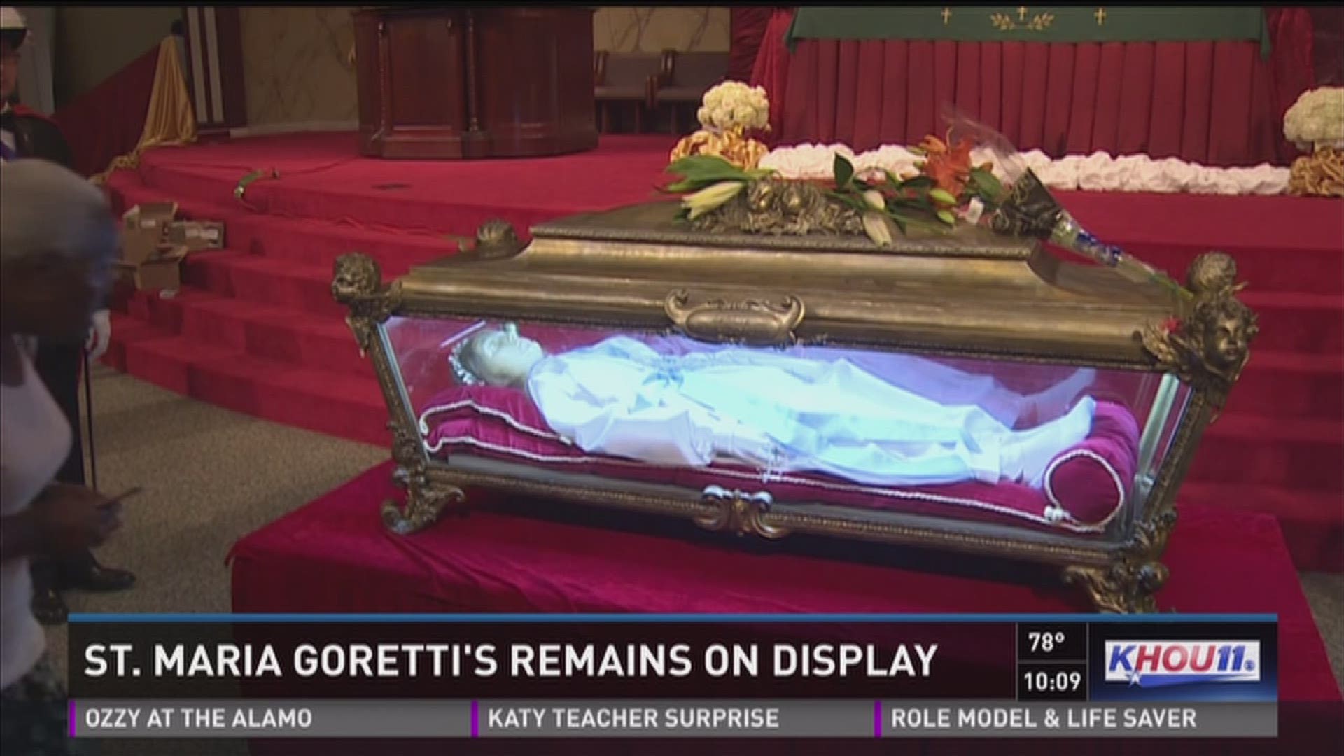 Hundreds gathered at the Catholic Charismatic Center to view the relics of St. Maria Goretti. Her remains were brought to the U.S. for the first time. She is revered as a symbol of forgiveness.