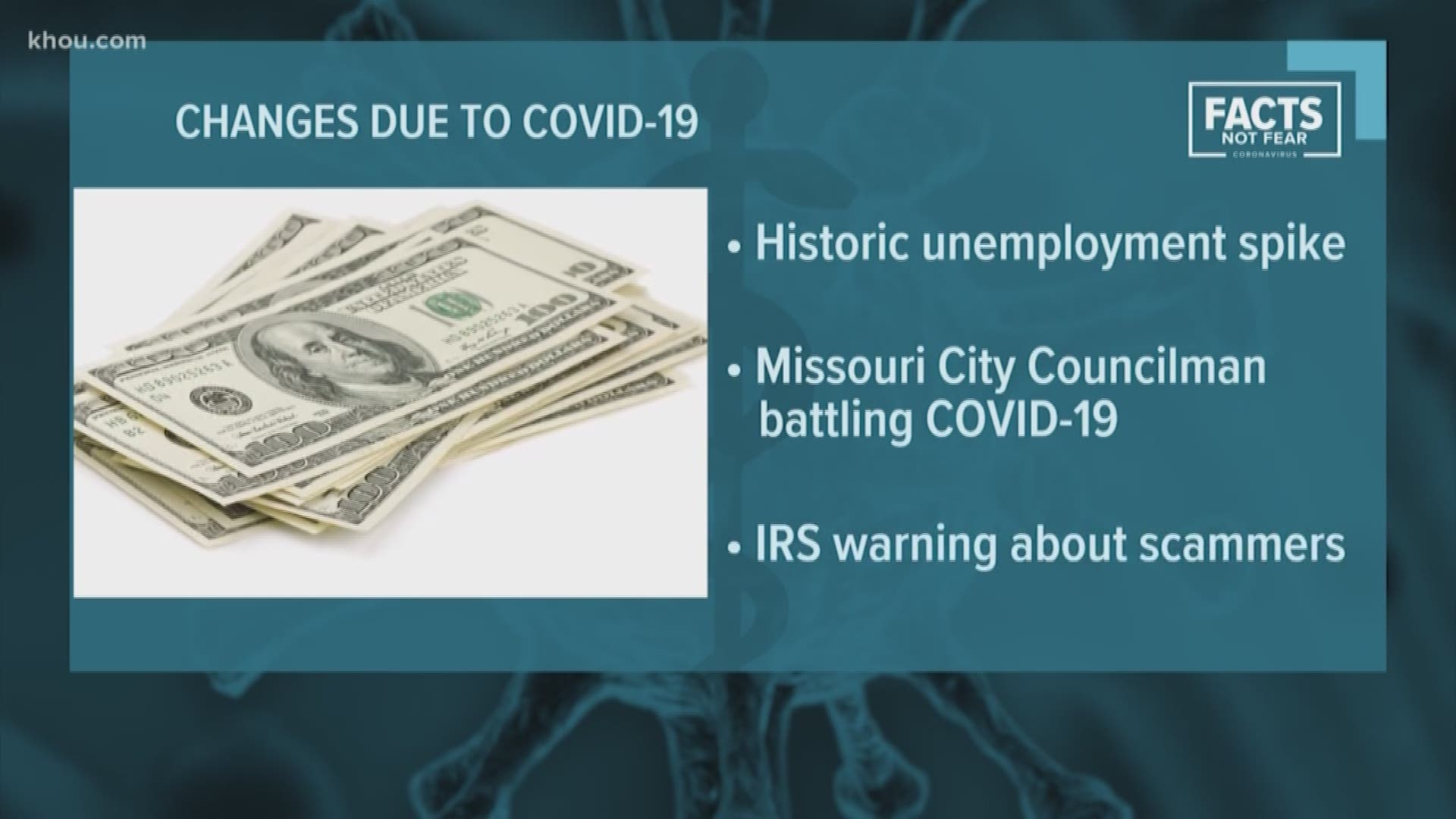 We take a look at the high unemployment spike due to the coronavirus pandemic and talk to a Missouri City councilman battling COVID-19.