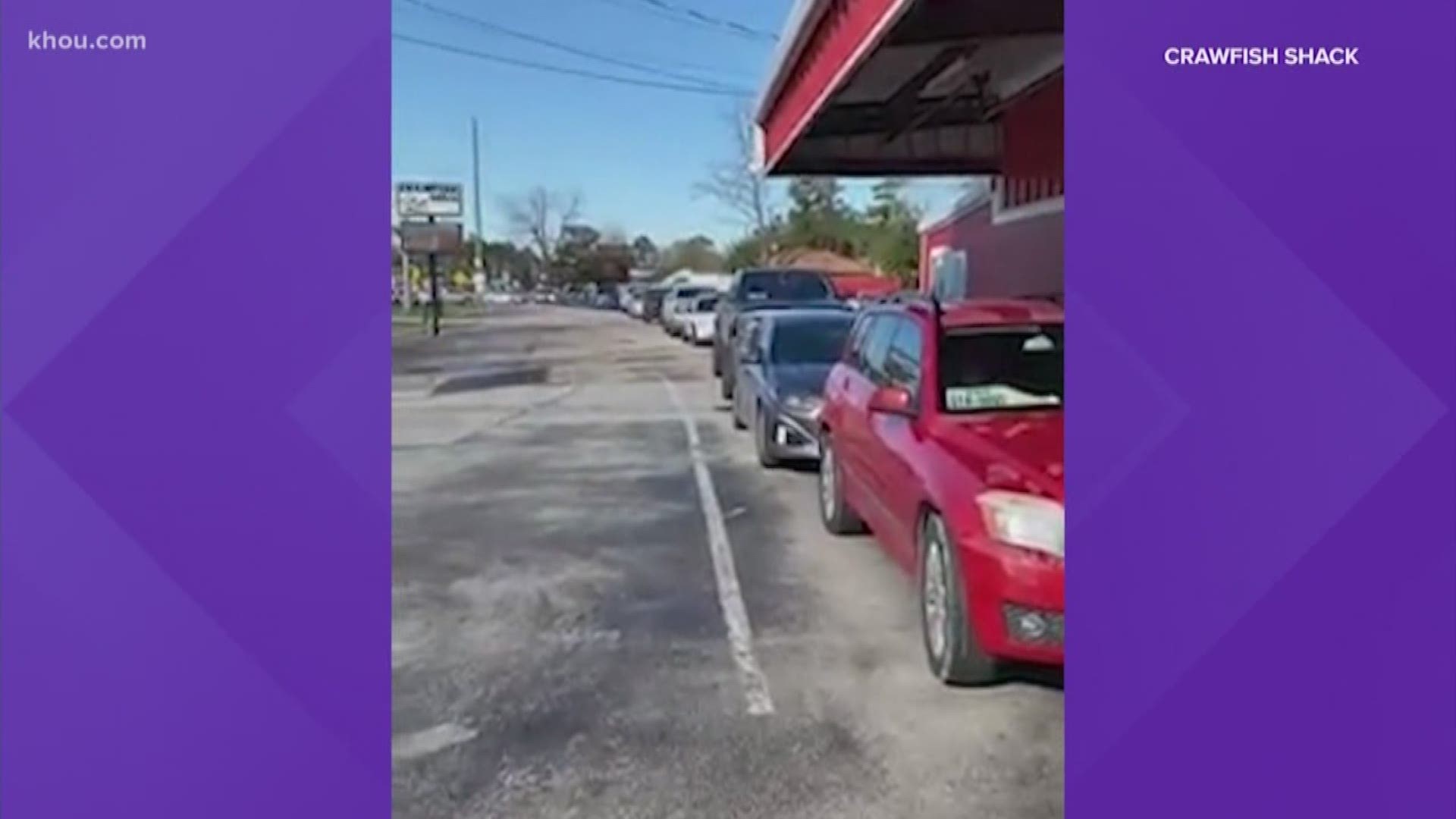The famed Crawfish Shack in the 5800 block of FM 2100 opened for drive-thru customers Friday.
