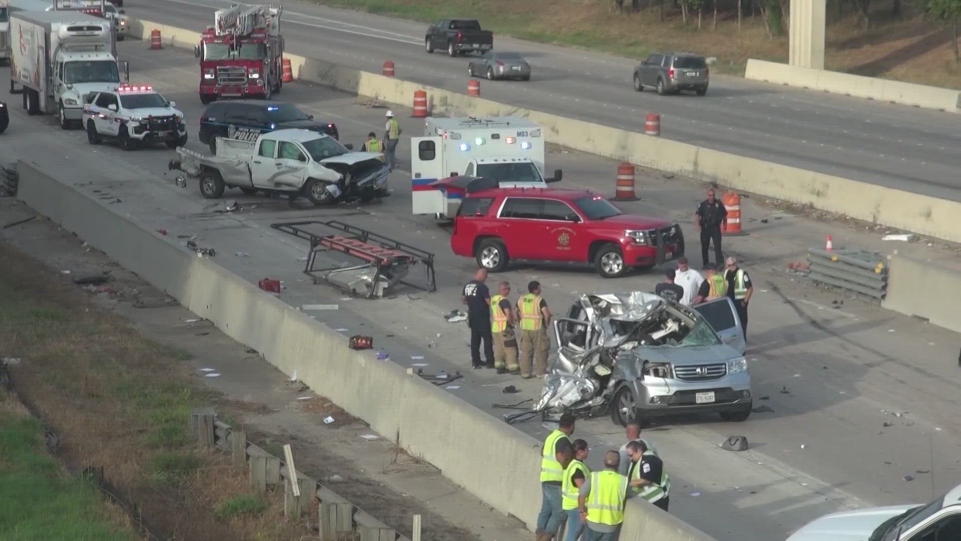 At least one person was critically injured in the wreck along the Eastex Freeway at  Highway 242 near Splendora.