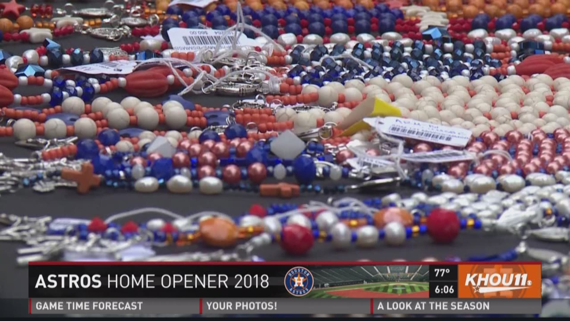 Annunciation Catholic Church sells unique, handmade rosary beads to Astros fans who want to pray over for the team. All proceeds will go to fixing up the church. 