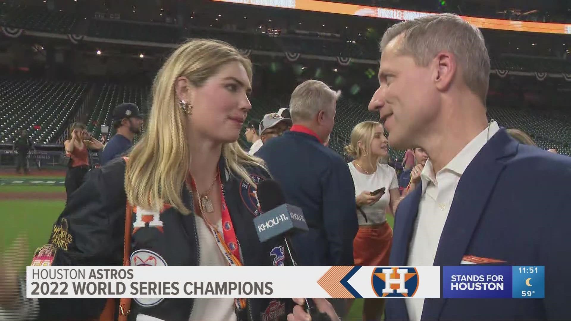 Kate Upton said the Houston Astros second World Series title feels surreal because the team won it at home and was surrounded by love.
