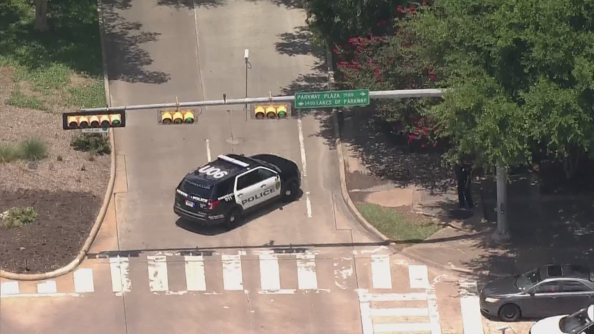 Houston police said an SUV crashed into a tree just before noon on Briar Forest Drive near Westside High School.