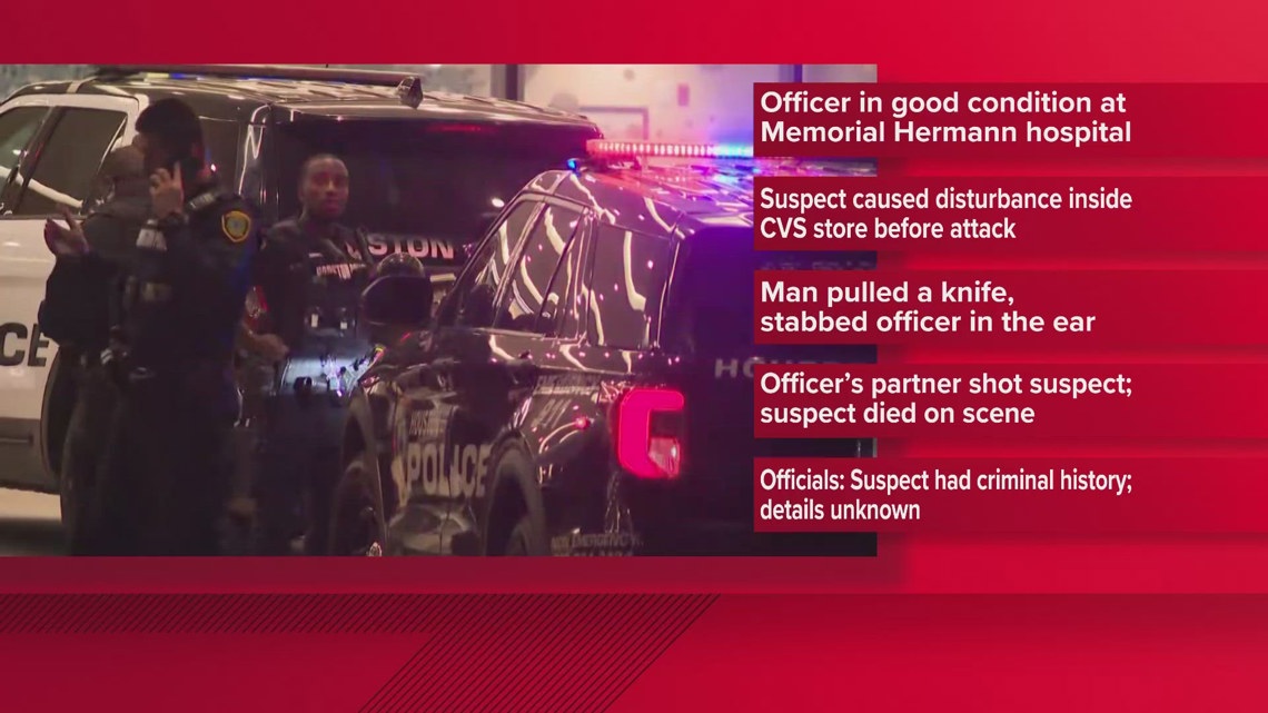 Houston police officer in good condition after being stabbed, suspect ...