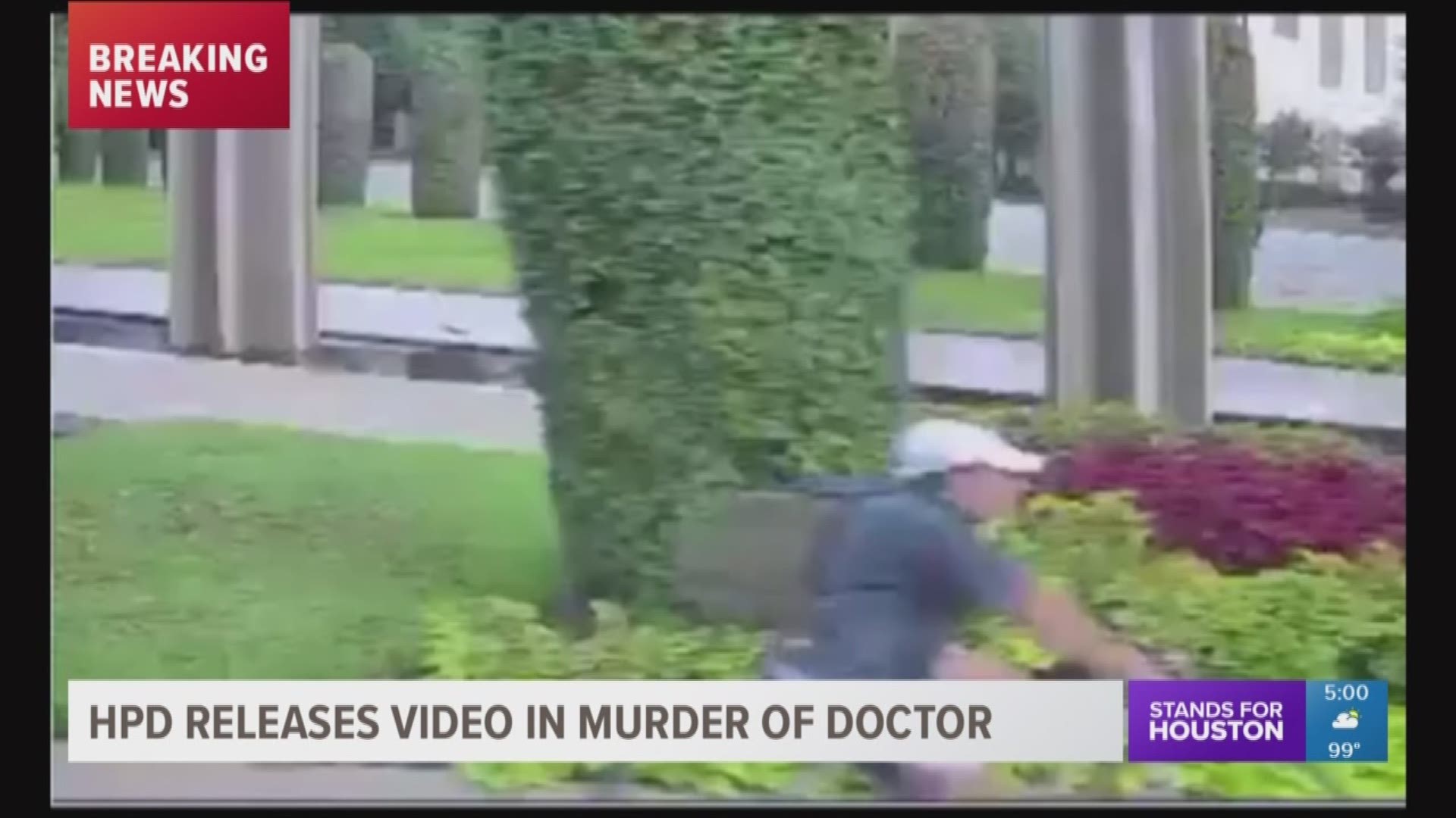 Houston police have released new video that shows the suspect who gunned down a prominent cardiologist in the Texas Medical Center on Friday. The video from a Metro Lift bus also shows Dr. Mark Hausknect riding a yellow bicycle on North Main Street just b