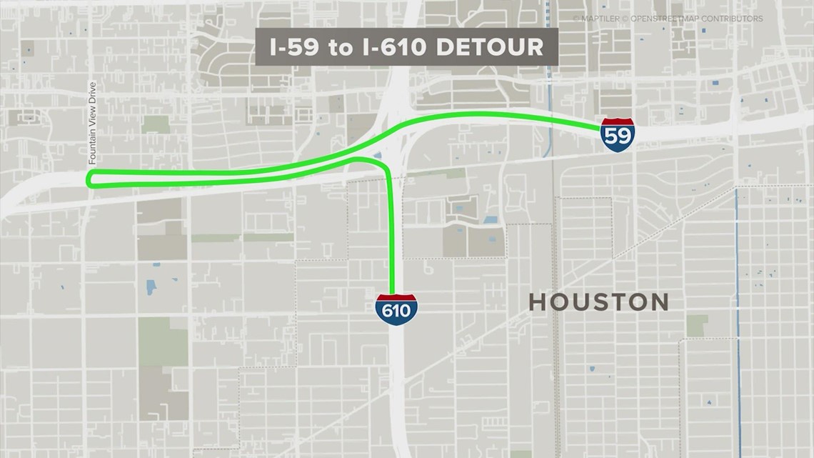 Lalu lintas Houston: Penutupan area Galleria di I-69 Southwest Freeway