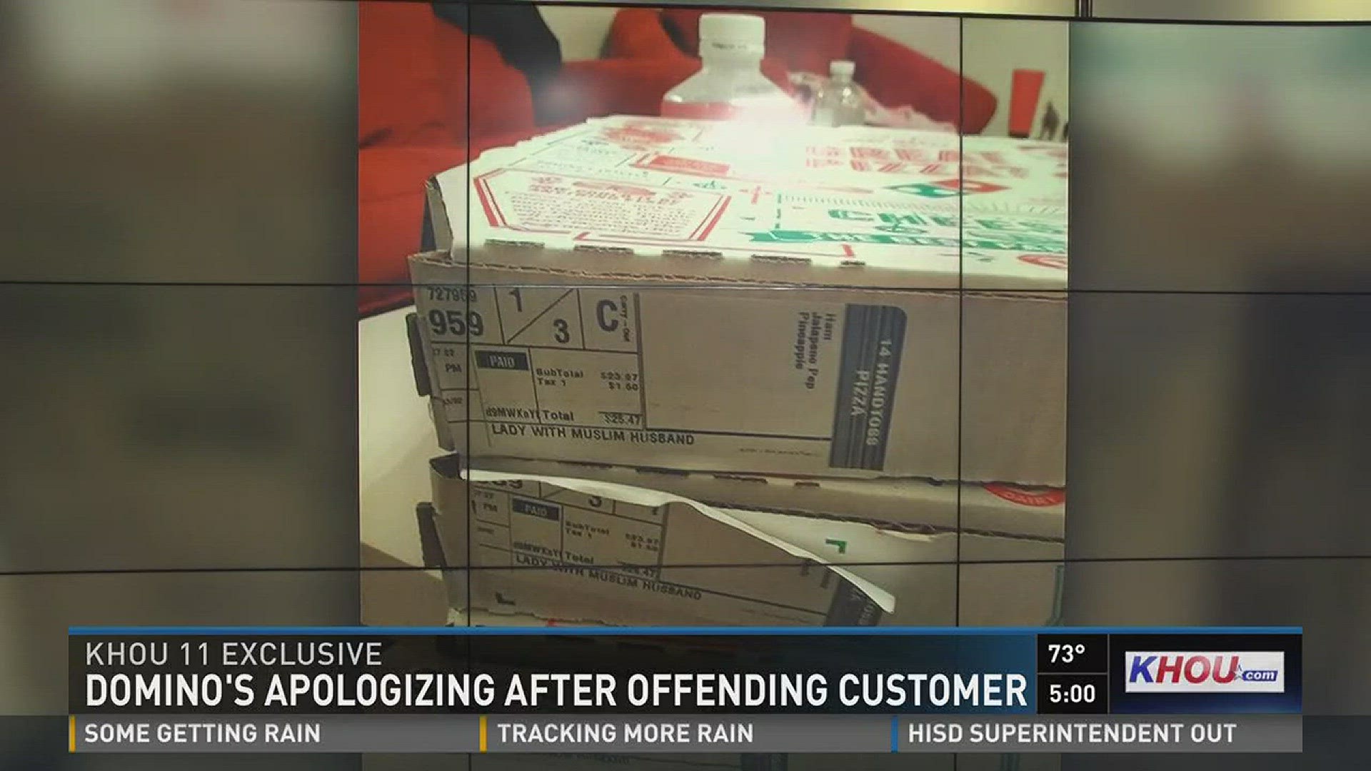 A Dickinson woman said her pizza boxes were labeled "woman with  Muslim husband."