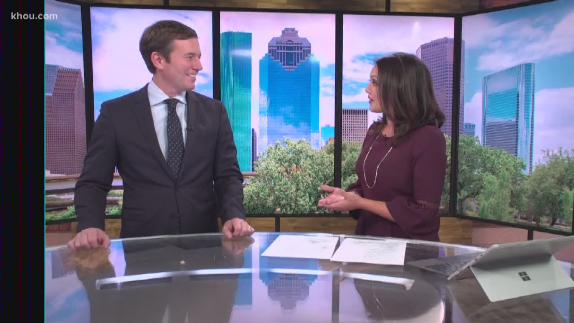 CBS News' anchor Jeff Glor is in the KHOU 11 studio with Rekha Muddaraj talking about the Trump rally at the Toyota Center and midterm elections.