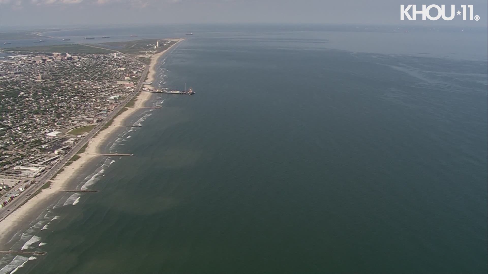 The city of Galveston tweeted pictures of the blue water from a couple of different areas. So we sent Air 11 to check it out.