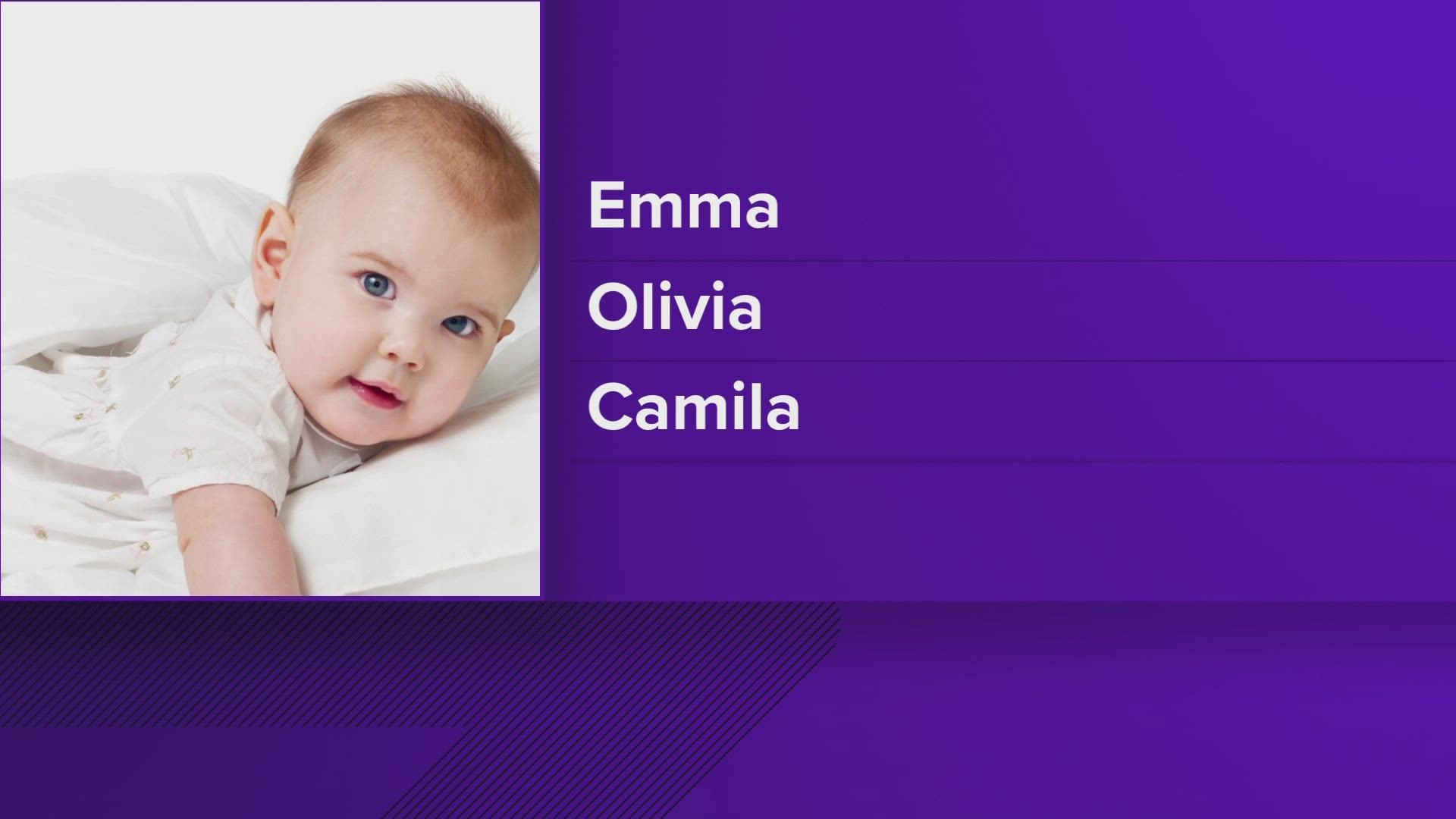 Liam, Noah, Emma and Olivia topped this year's most popular baby names in Houston.