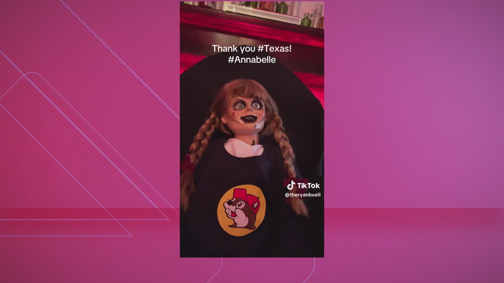 A version of the infamous Annabelle doll from "The Conjuring" movies turned up at a Buc-ee’s in San Antonio wearing a branded T-shirt.