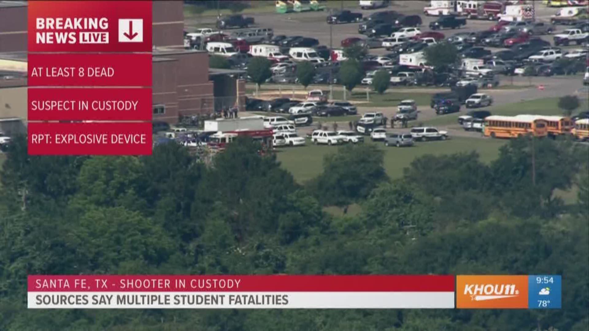 Three law enforcement sources tell KHOU there are at least eight deaths in the Santa Fe high school shooting in Texas. 