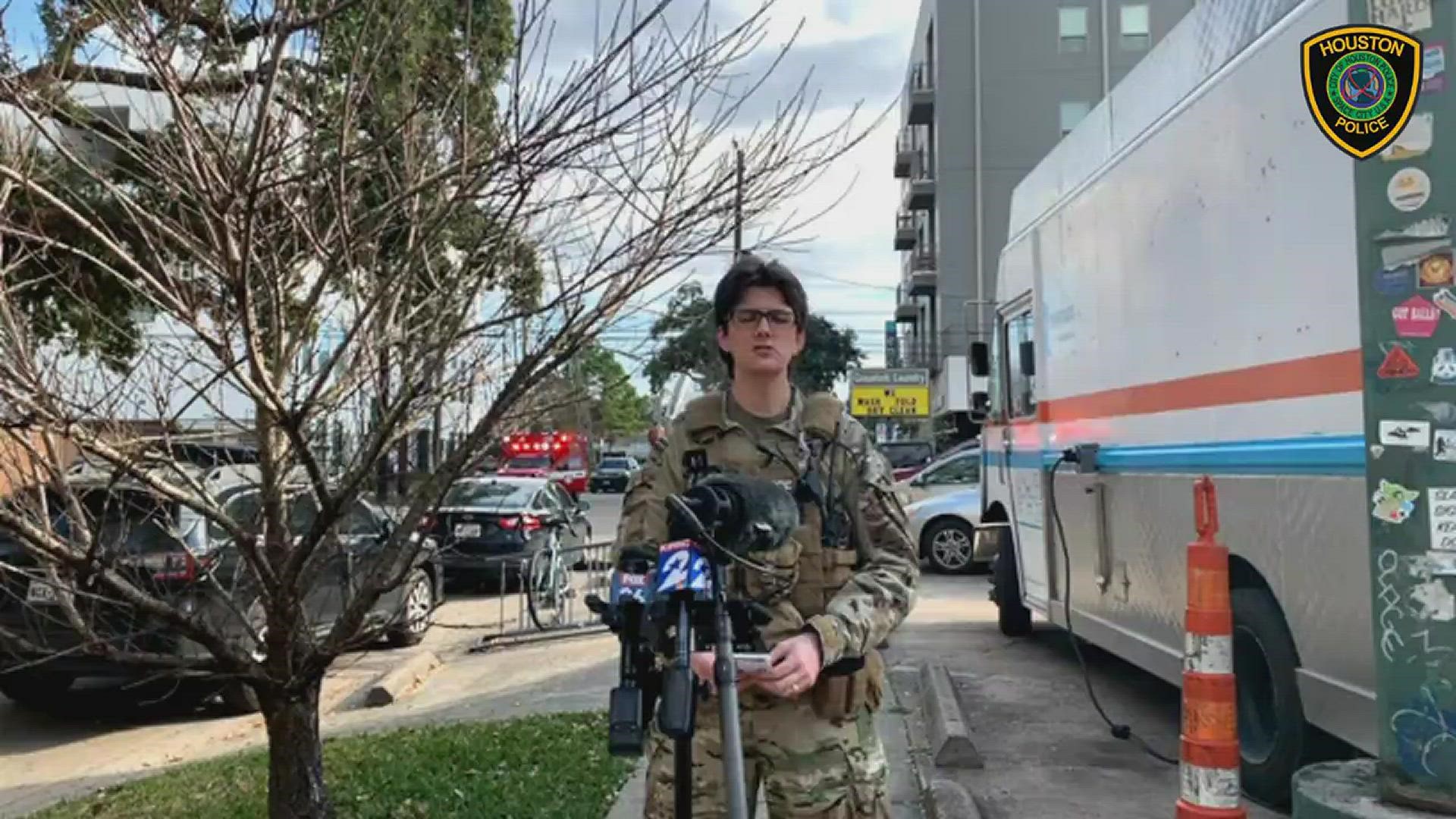 Commander Megan Howard explains what lead to HPD SWAT to respond to a Montrose-area residence Thursday morning where a man was taken into custody after several hours