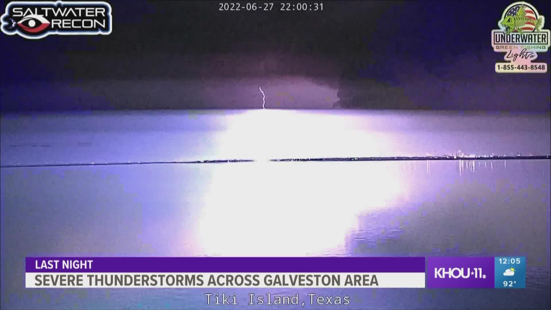 Saltwater Recon cameras captured dramatic lightning over the Clear Lake area, Galveston and Tiki Island.