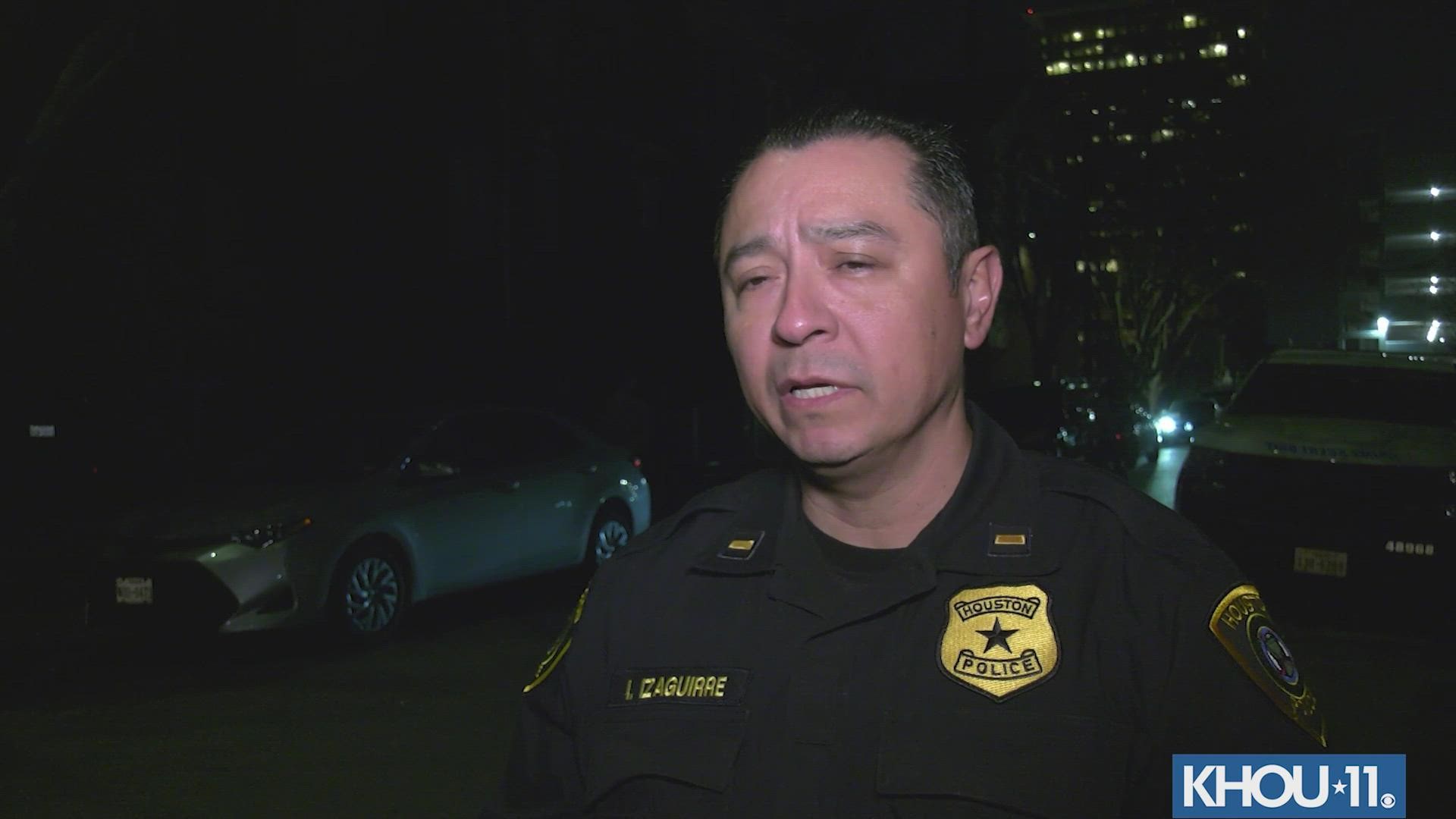 Houston police give updates after a man and a woman were found dead at a Montrose-area townhome on Wednesday, Jan. 25, 2023.