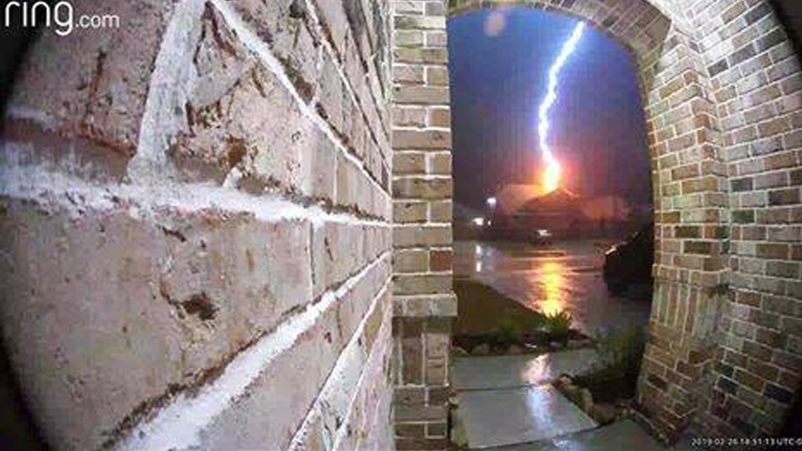 Watch Lightning strike, house fire caught on camera in Rosenberg