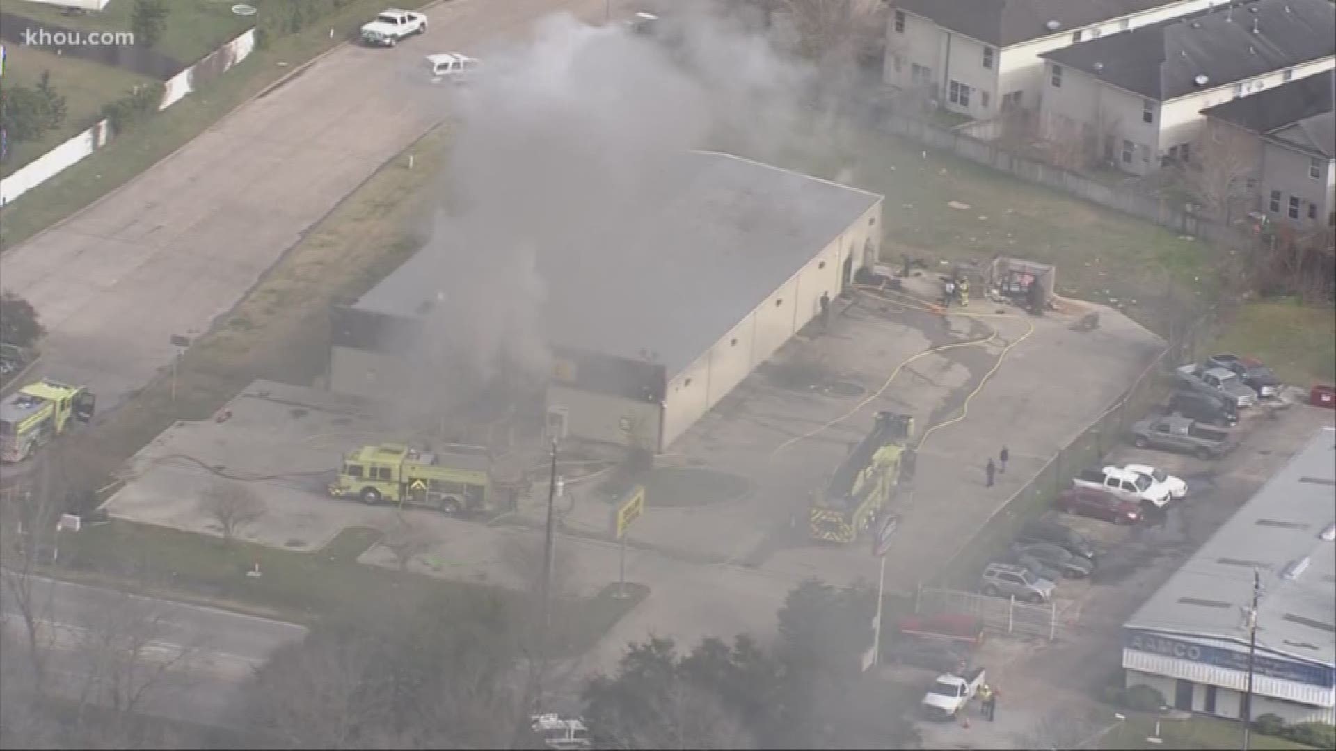 Firefighters are on the scene of a fire at a Dollar General store in northwest Harris County.