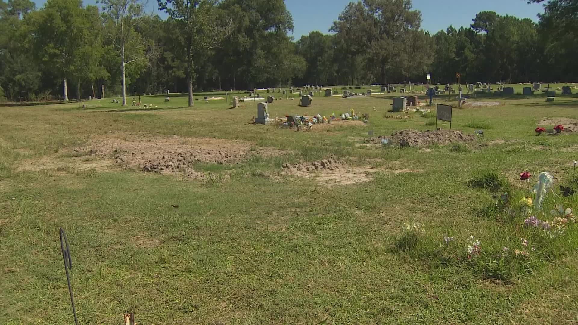 A Crosby area woman is trying to figure out who may have dug an unmarked grave on her property.