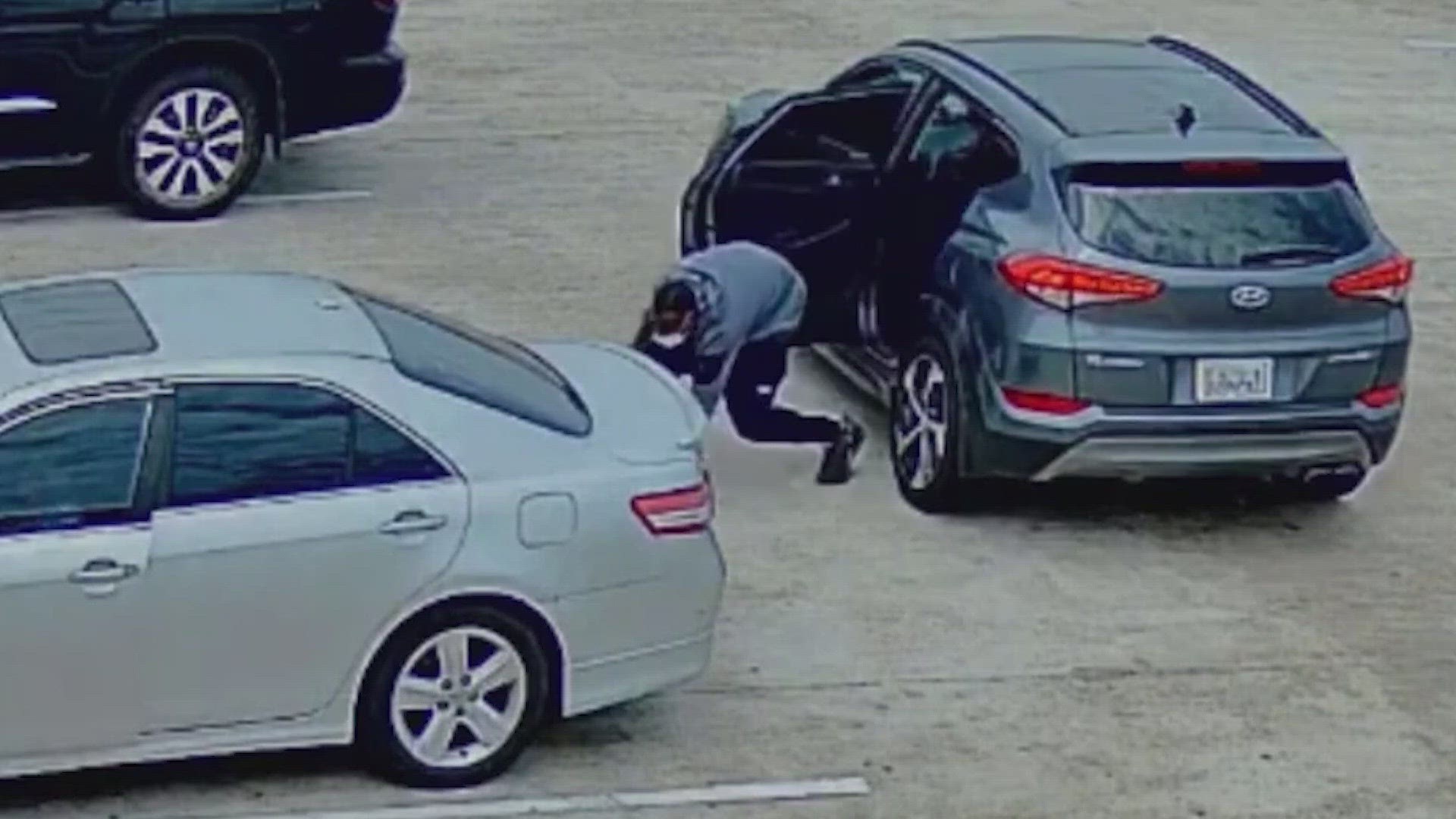 In Houston, there have been several thieves caught on camera creeping up on people's cars and stealing their belongings. Most victims are women and their purses.