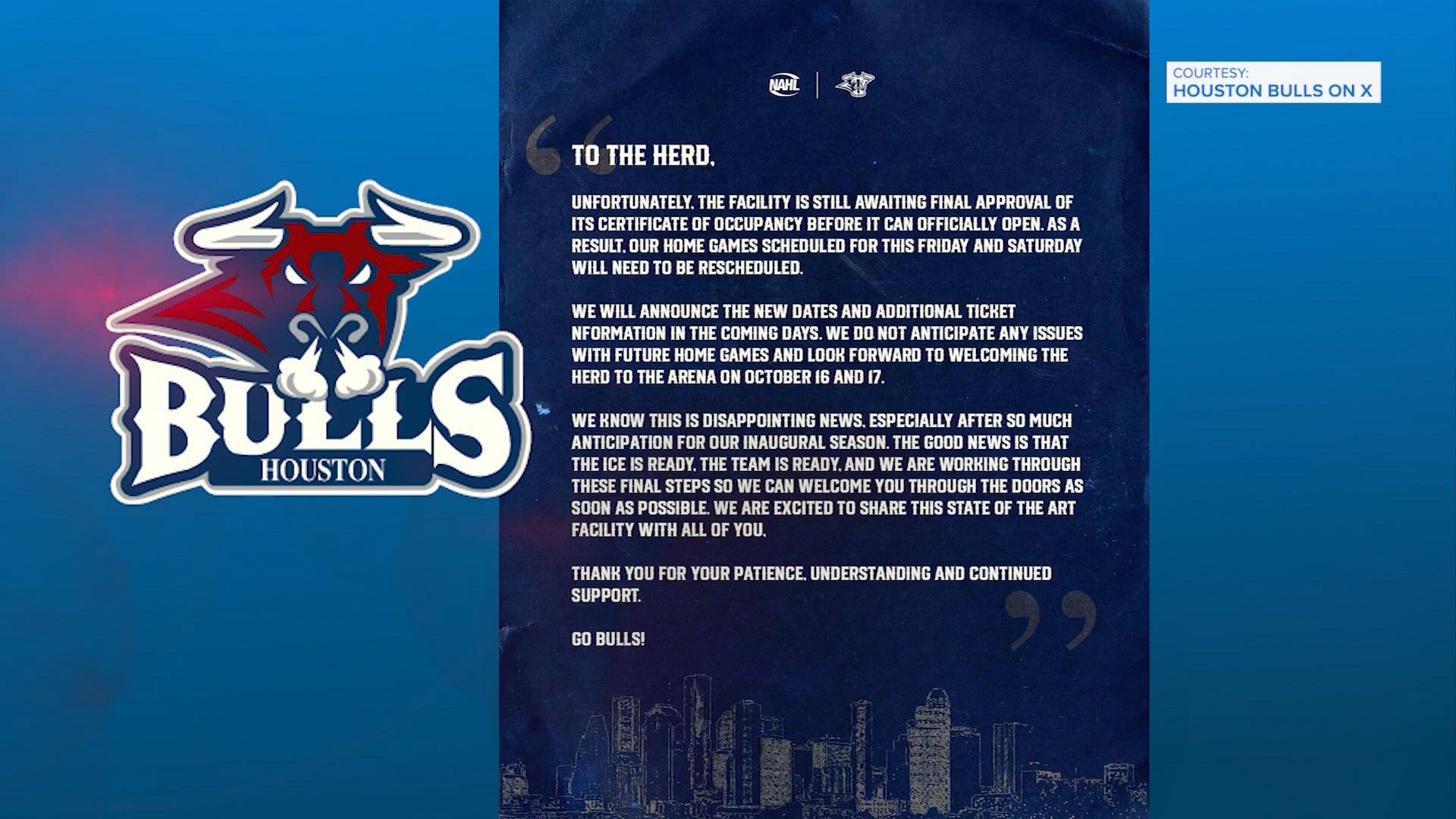 Houston's new hockey team was supposed to play home games this weekend ...