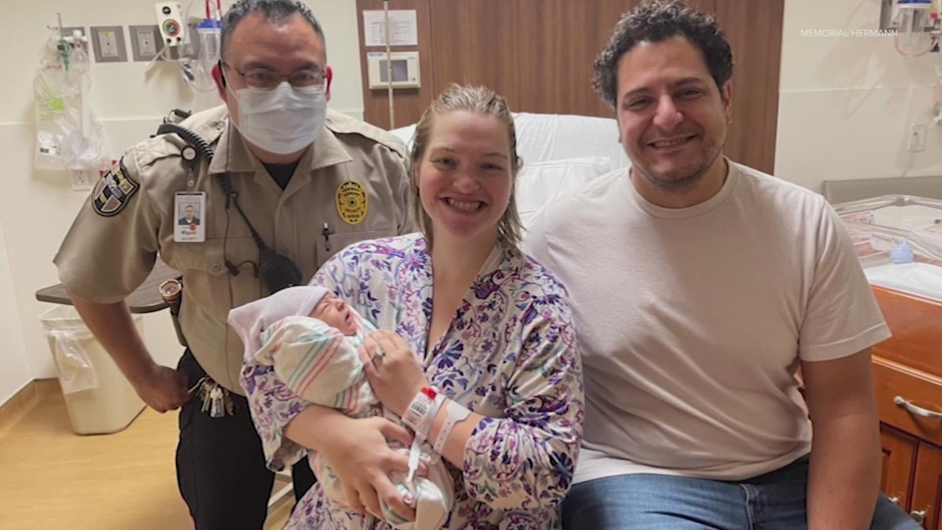 The mom delivered a healthy baby girl three minutes after parking at Memorial Hermann The Woodlands Medical Center.