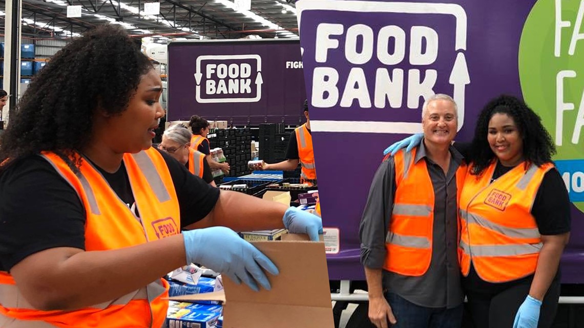 Rapper Lizzo volunteers at Australian food bank