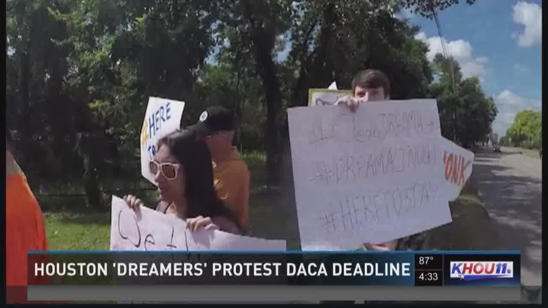 Dozens of DACA recipients and their allies marched to Sen. Cornyn's office on Thursday to protest the DACA deadline. 