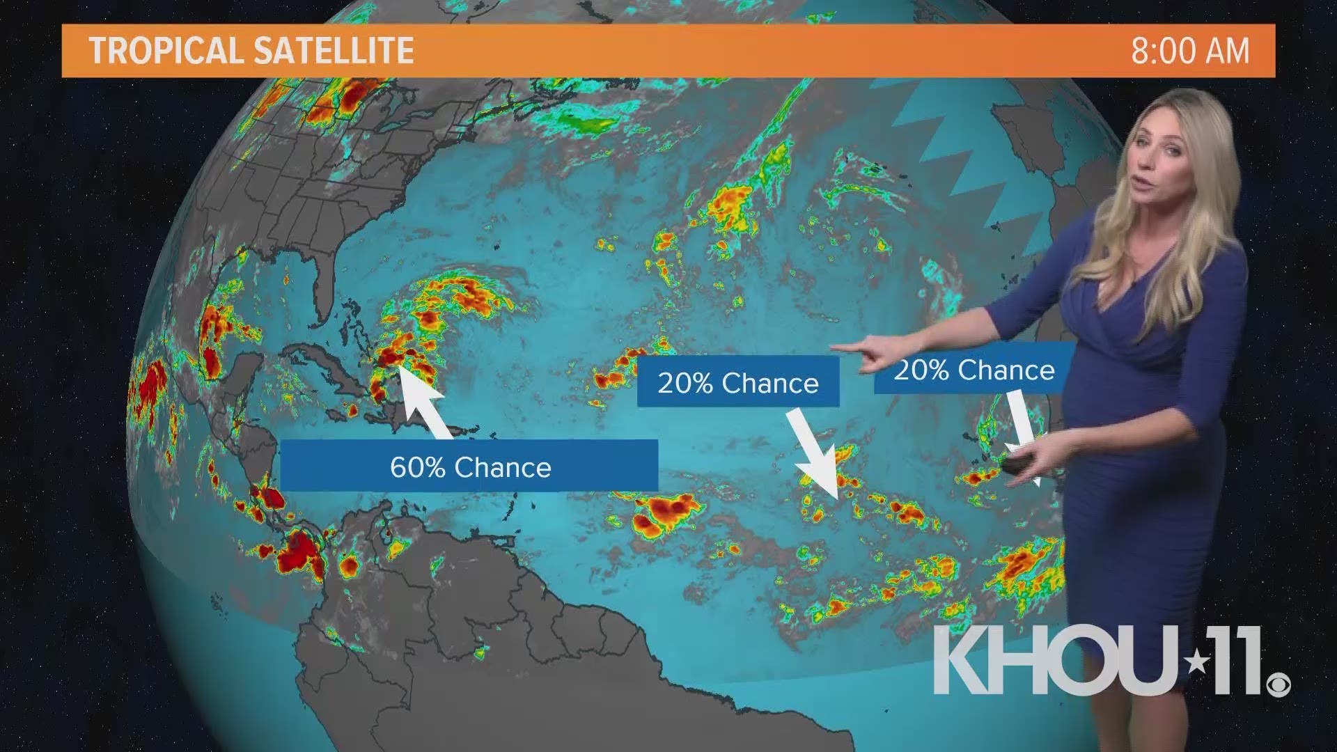 A very disorganized cluster of thunderstorms near Turks and Caicos will move across the Florida straits in to the eastern portion of the Gulf of Mexico by Saturday, says KHOU 11 Meteorologist Chita Craft.