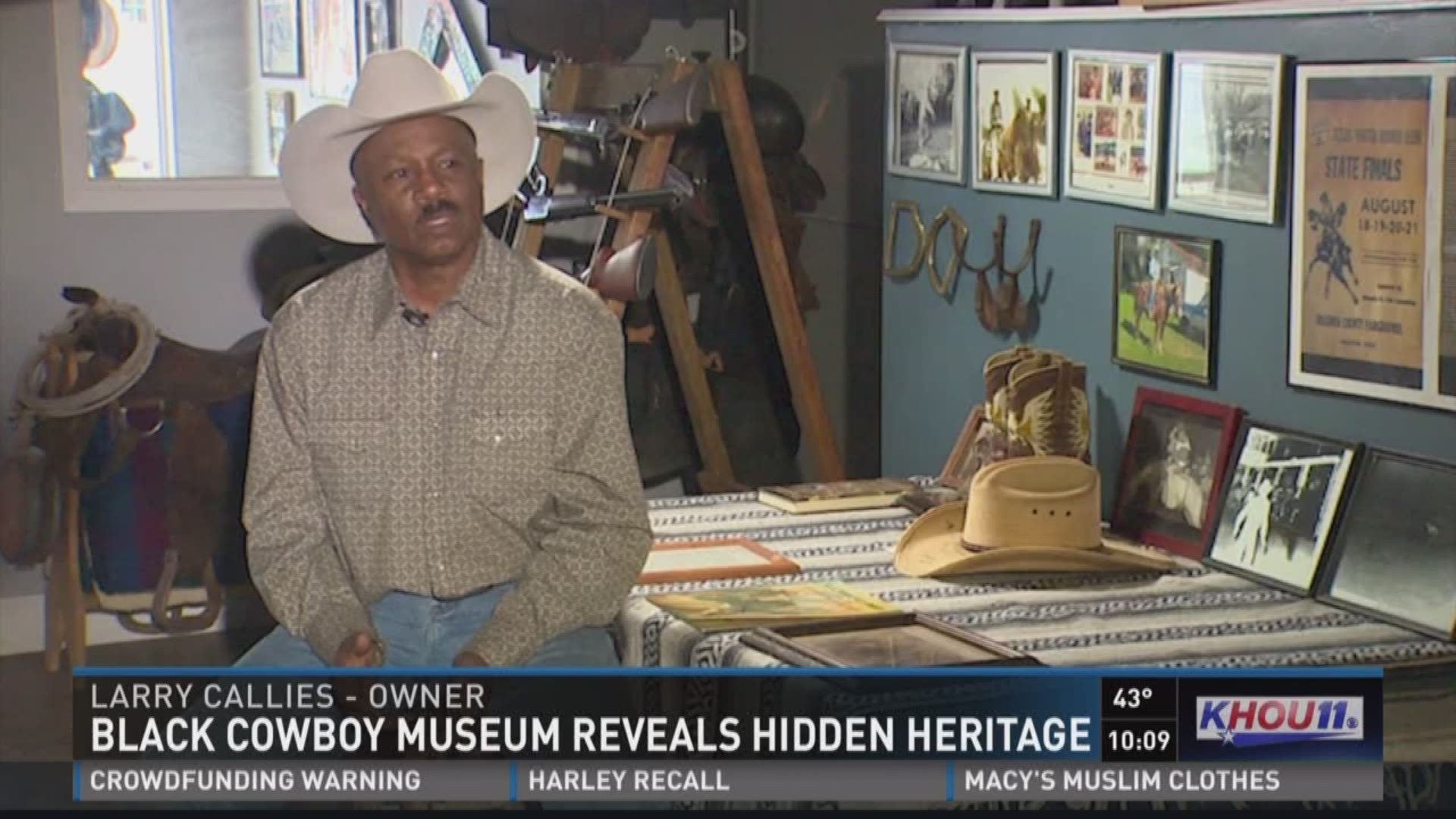 Larry Callies owns history, at least the keys collections of boots, buckles, stirrups, photos and more on display at the Black Cowboy Museum in Rosenberg. 